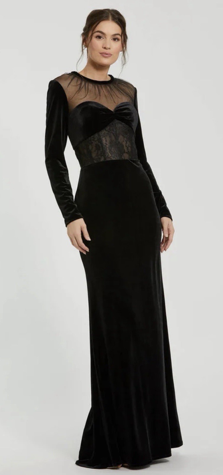 Mac Duggal 20741 Long Sleeve Velvet Dress Fitted Formal sz 8