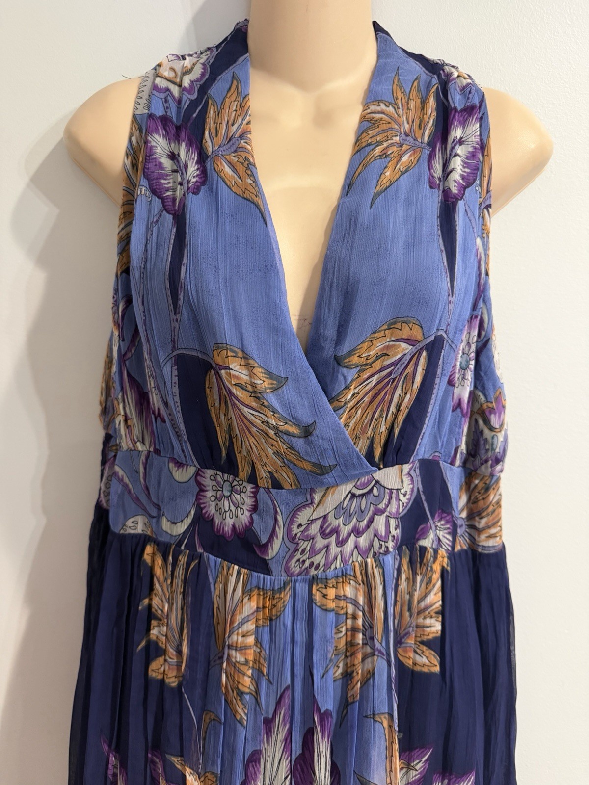 Soft Surroundings Fiji Chiffon Floral Sleeveless Maxi Dress size PM