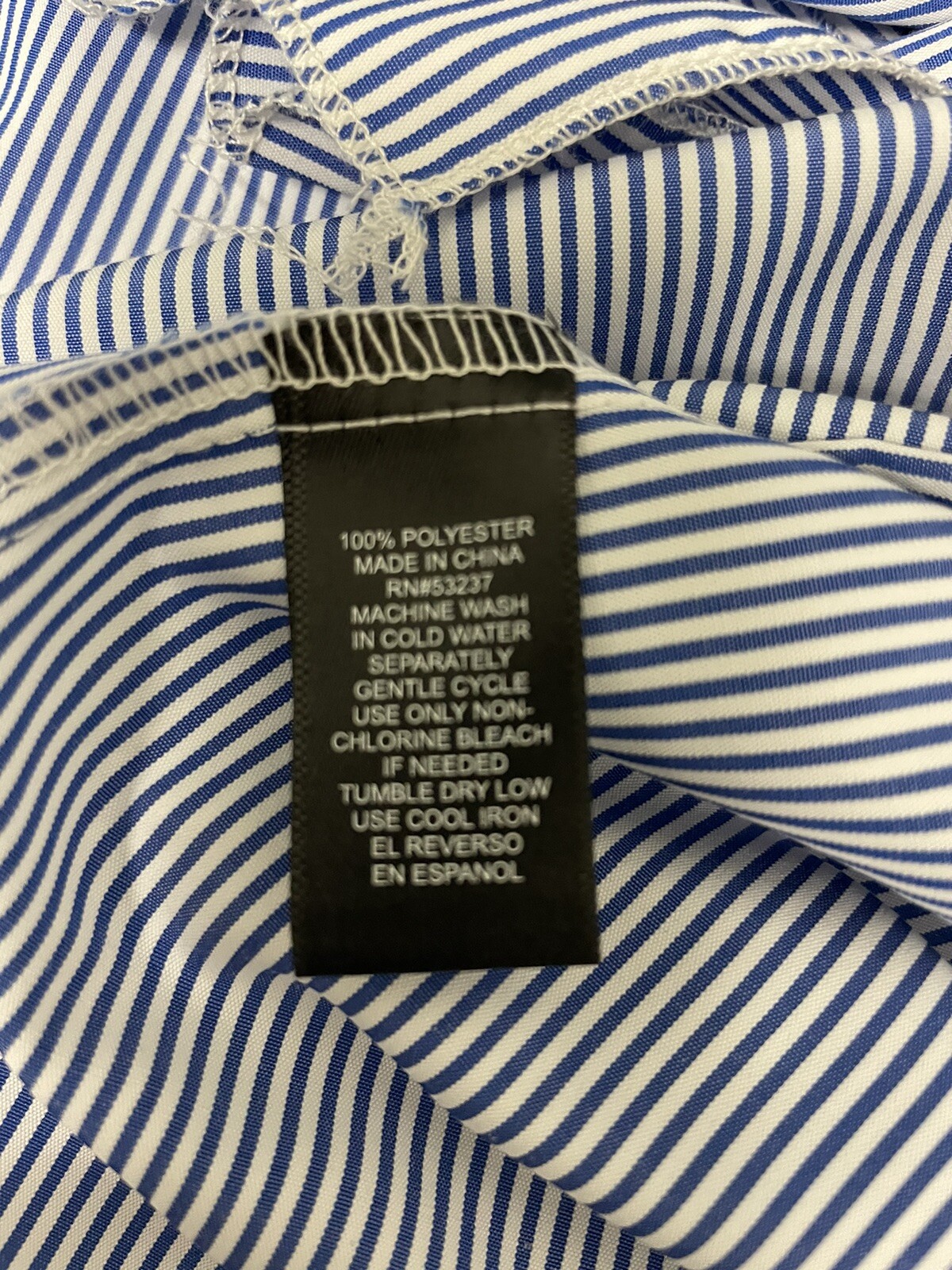 NWT Mlle Gabrielle XL Polyester Blue Stripe Button Down Shirt Dress Sash Belt