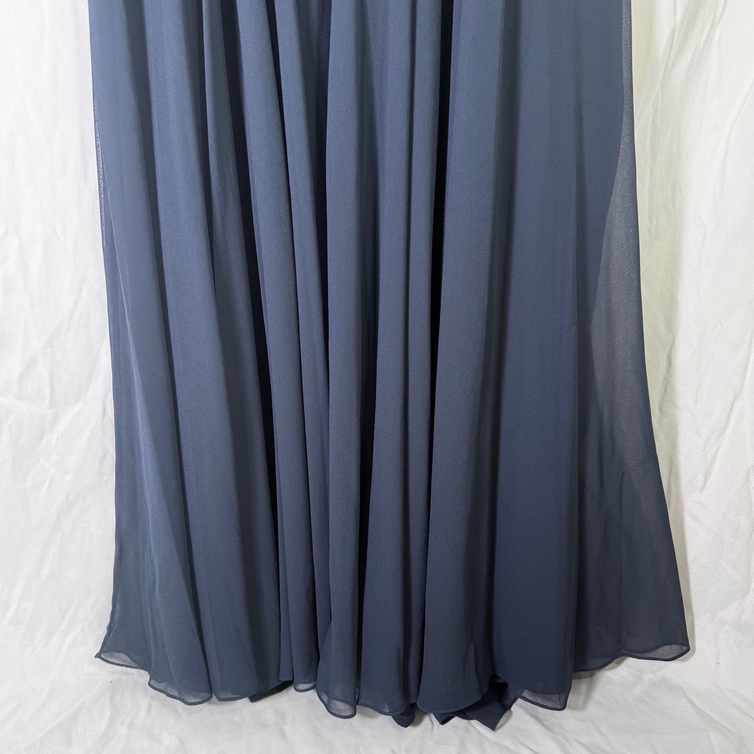 Mac Duggal 9180 Midnight Blue Beaded Sequin Chiffon Gown Dress Womens 12 NWT