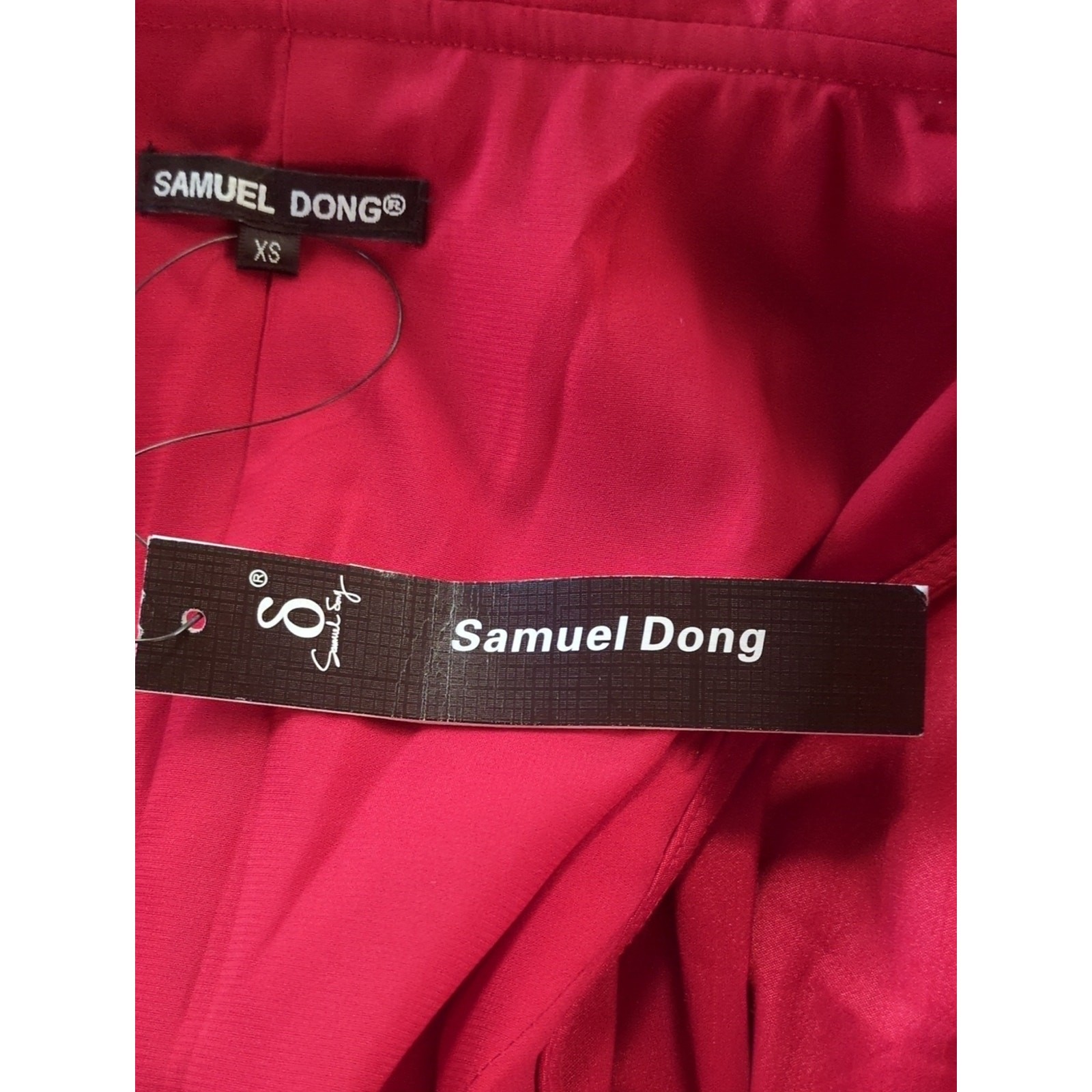 Samuel Dong Red Sleeveless Bubble Skirt Wired Collar Dress Size XS
