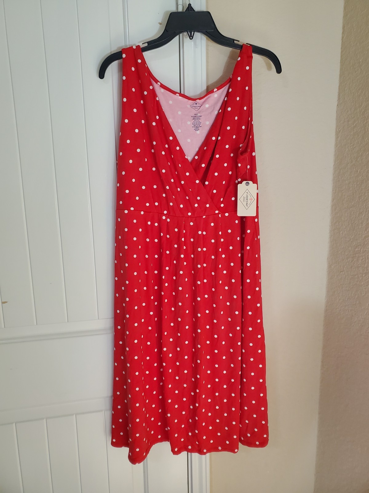 NWT St. John’s Bay Red Polka Dot Wrap Dress XXL Sleeveless V-Neck $44 MSRP