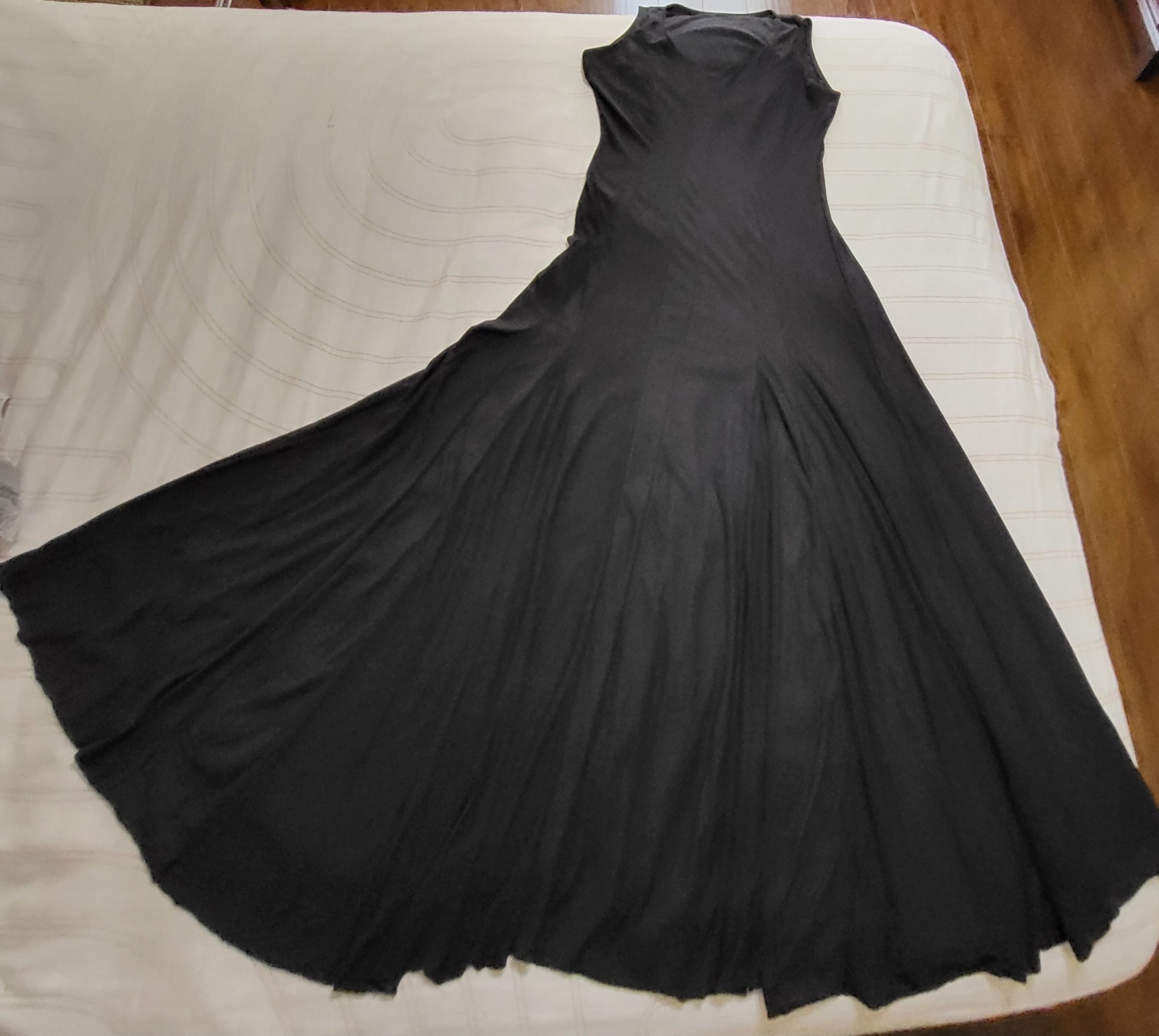 Maxi Dress Architectural Seams Fit Flare Size L Sleeveless Long Skirt