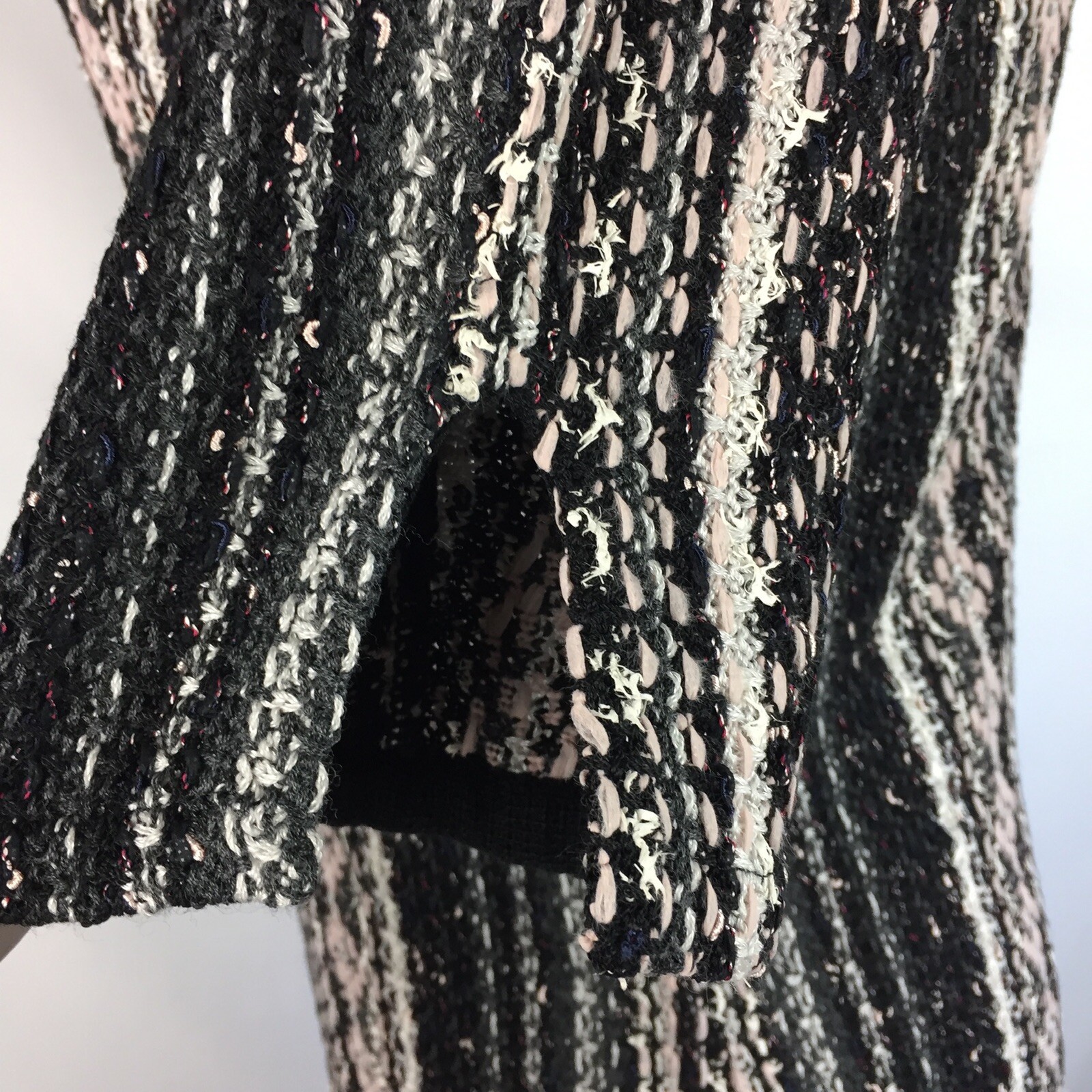 St. John Vertical Striped Tweed Sheath Dress Size 4 Half Sleeve Round Neck