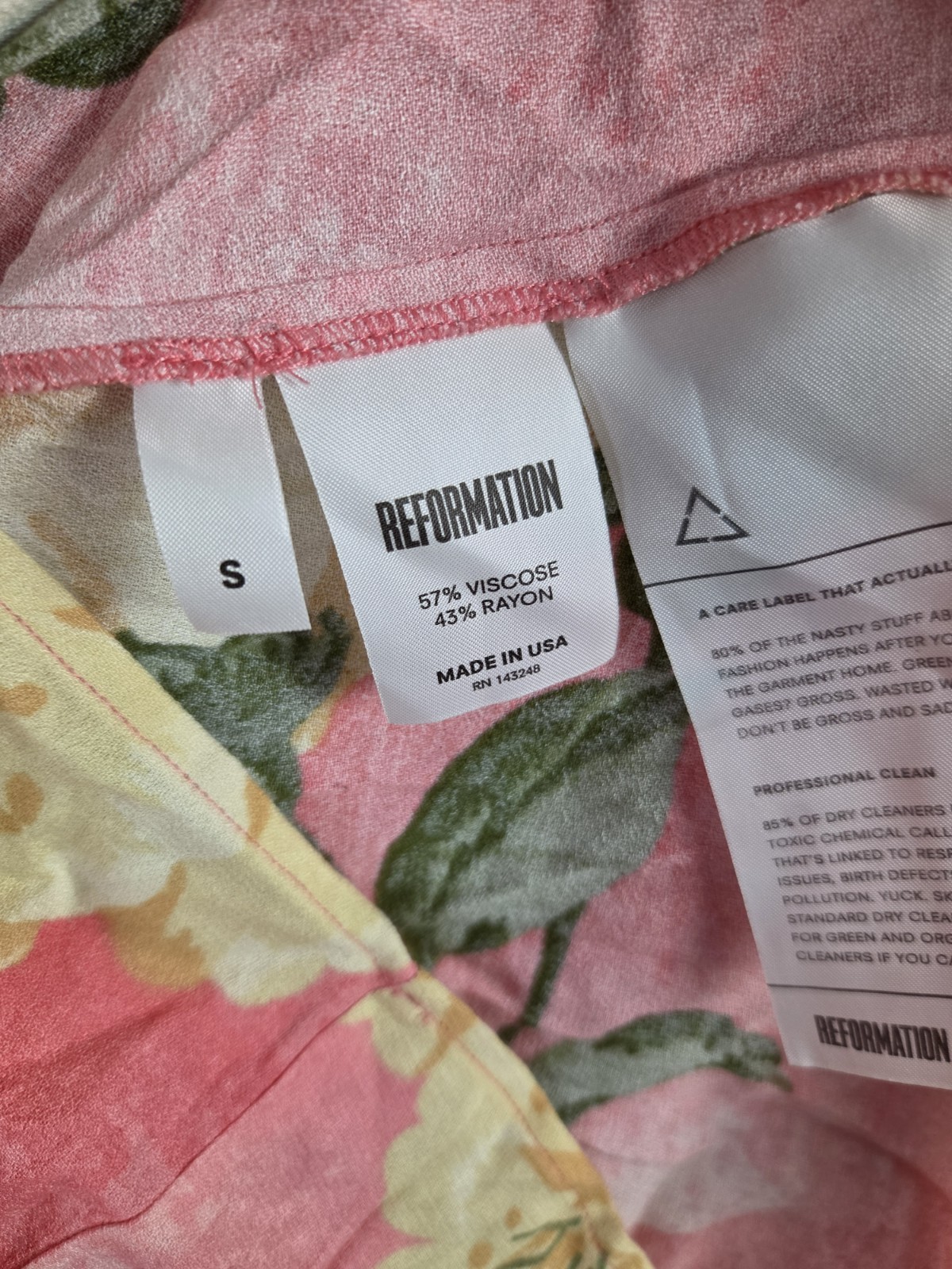 Reformation Hanoi Pink Floral Backless Slip Mini Dress Size Small
