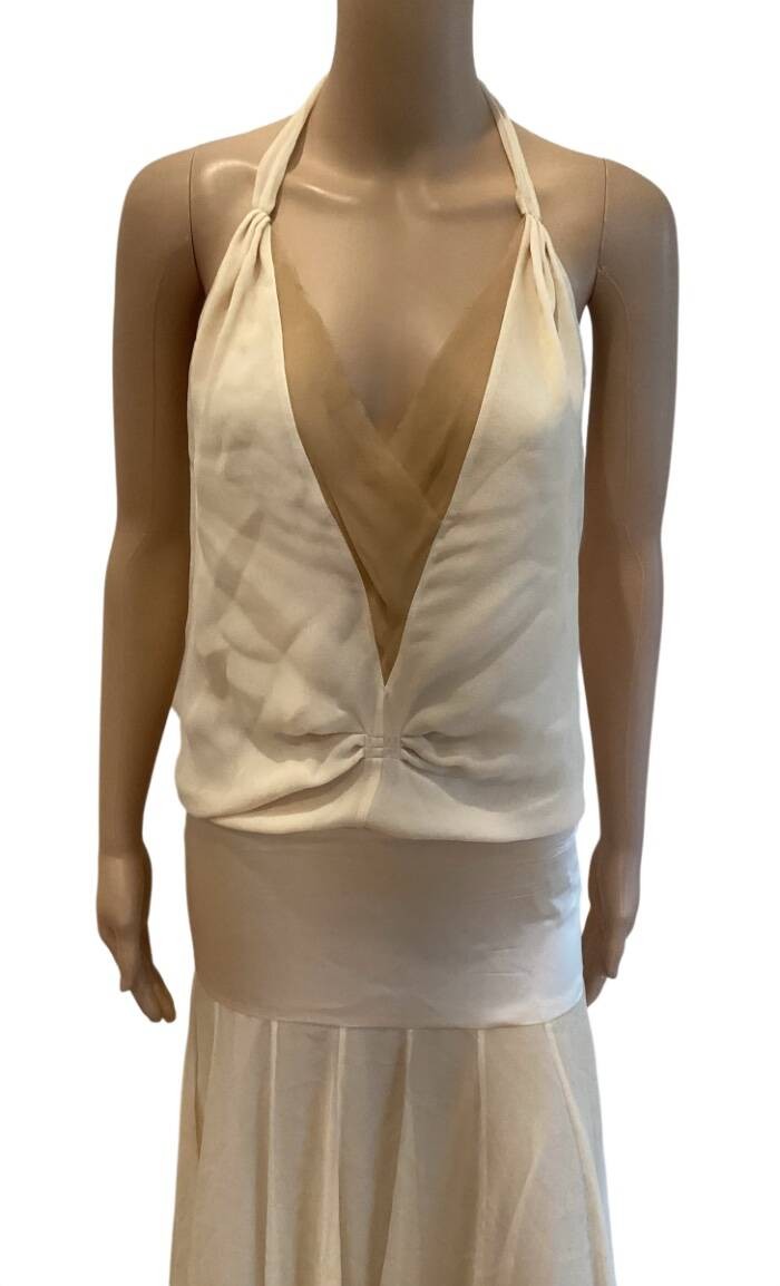 CHLOE VINTAGE S/S 2005 RUNWAY SILK HALTER DRESS SIZE fr 38