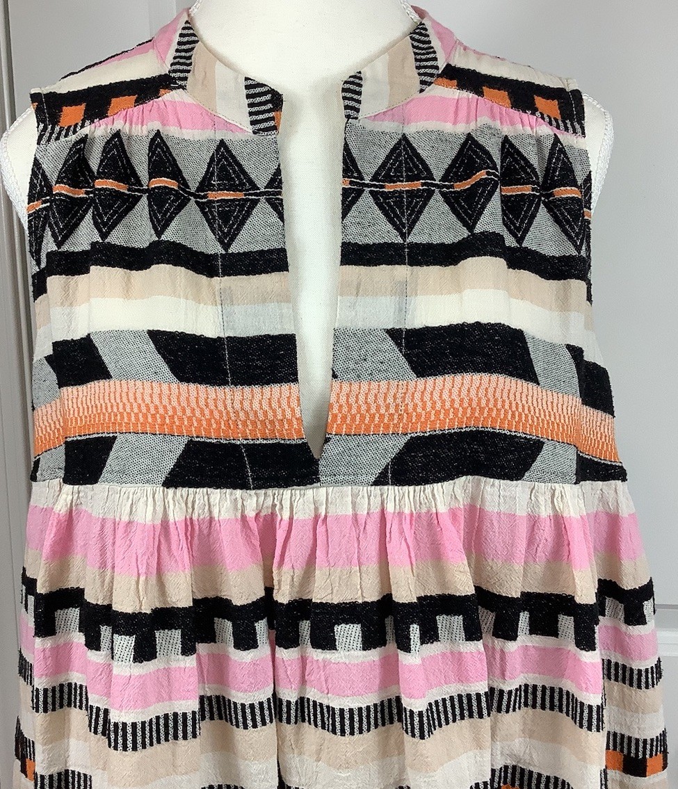 Devotion Twins Size Small Boho Kithros Dress Sleeveless Pockets Cotton