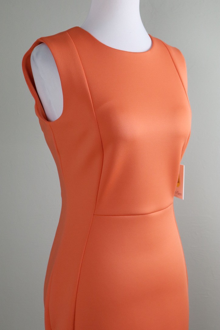 CALVIN KLEIN NWT $89 Solid Orange Scuba Neoprene Stretch Sheath Dress Size 4