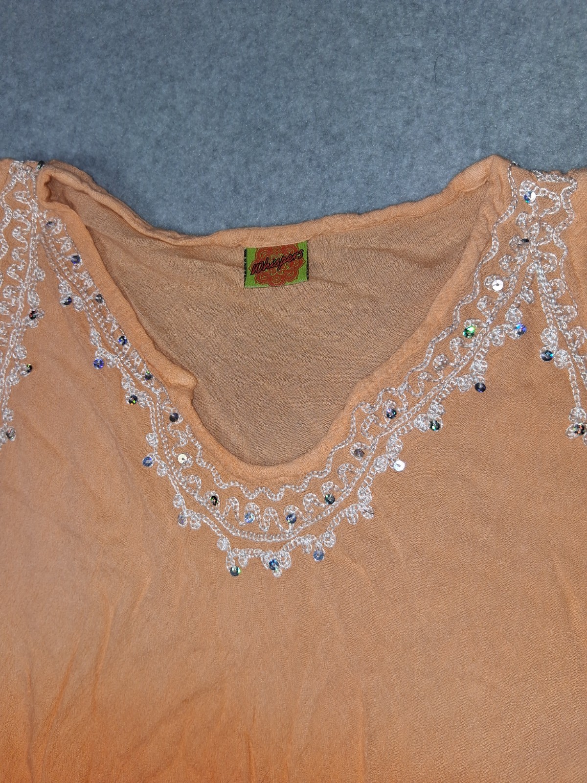 Whispers Embroirdered Ombre Tunic Cover Up Dress Free Size Gradient Orange Boho