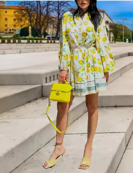 BNWT H&M Lemon print macrame-belt dress XS S M L XL XXL