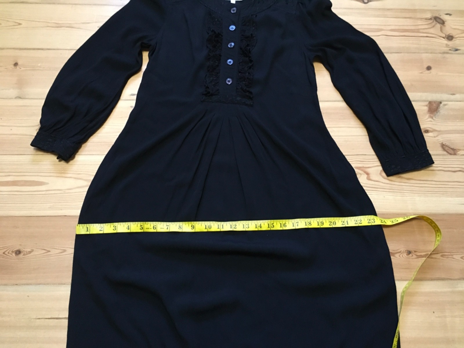 Ghost black viscose crepe dress knee length 3/4 sleeve 10