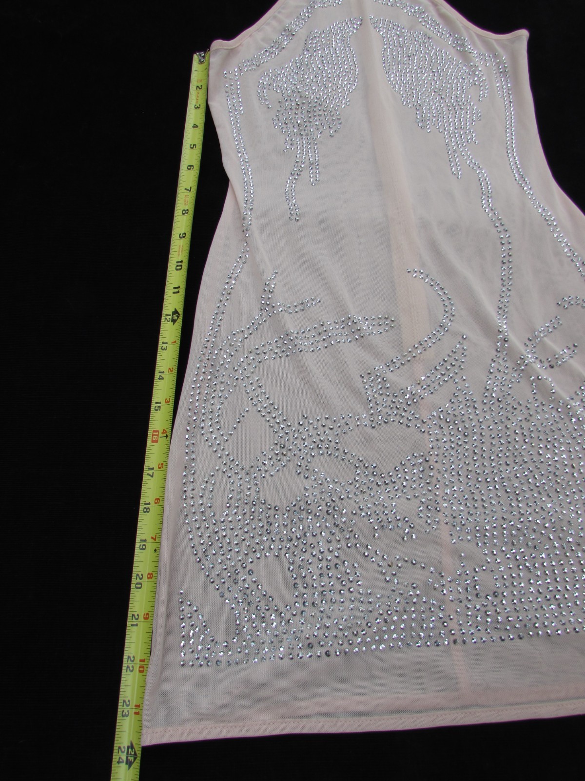 Sleeveless Sheath Sheer Mesh Embellished Rhines Mini Dress Pink Unbranded Size M