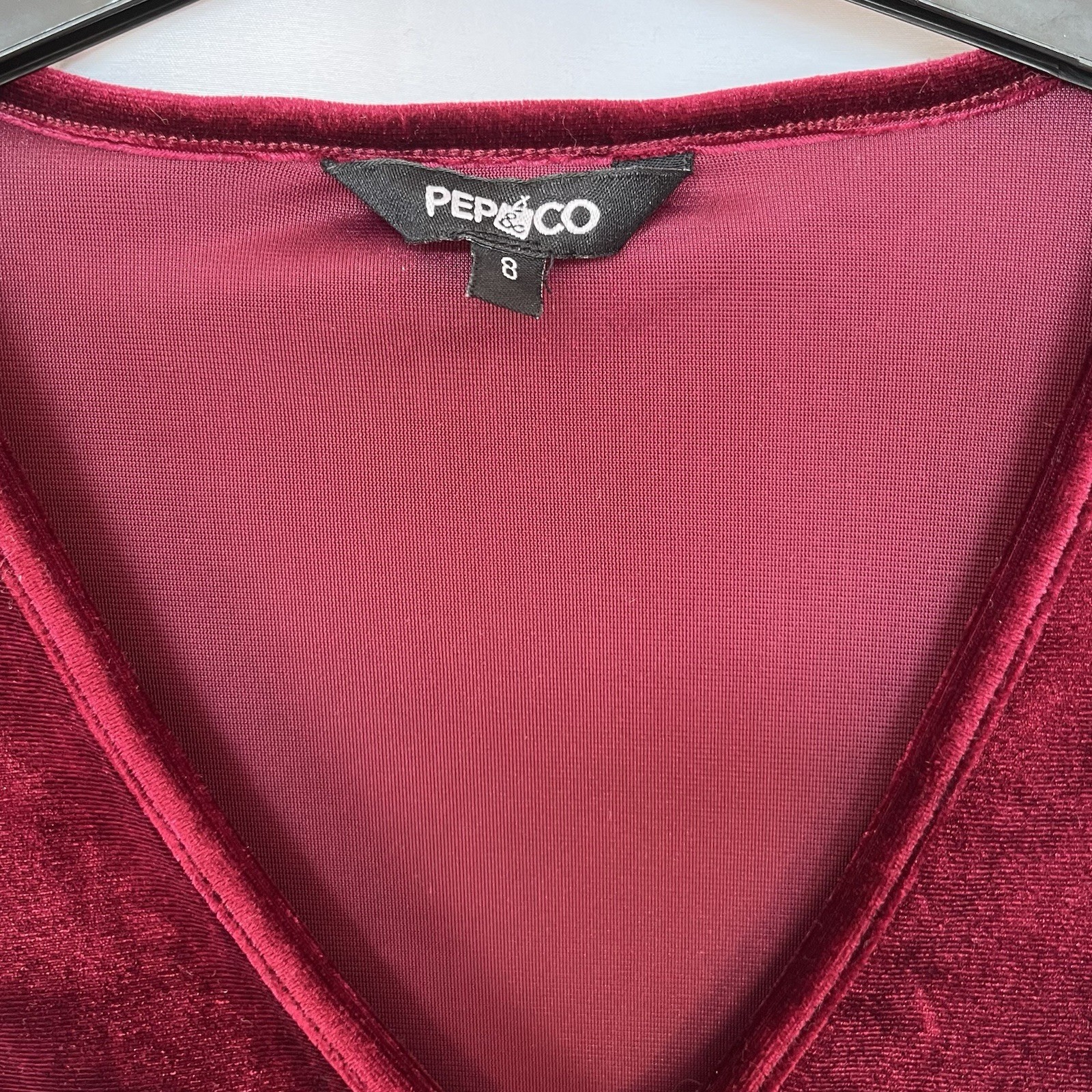 Pep&Co size 8 burgundy velvety mini Dress