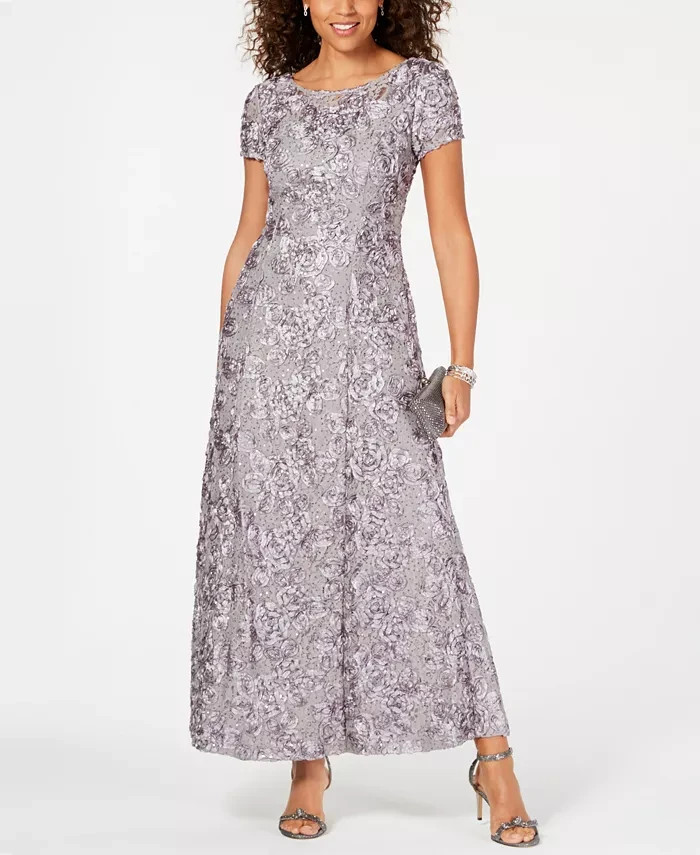 Alex Evenings Rosette A-Line Gown MSRP $269 Size 10 # 14B 2452-10 Blm