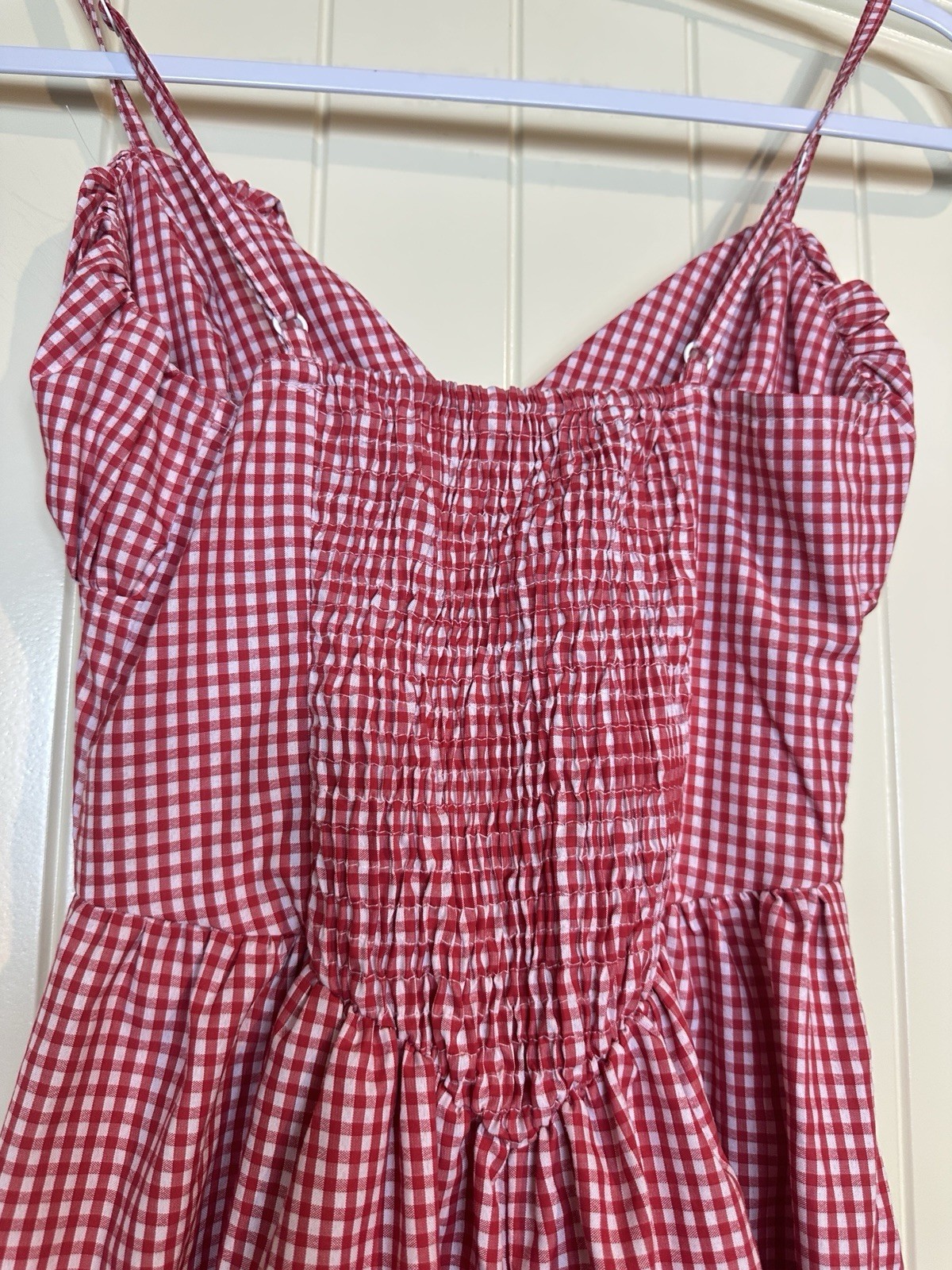 Sim & Sam Red check Gingham bisque waist maxi dress XS Western Cowgirl Country