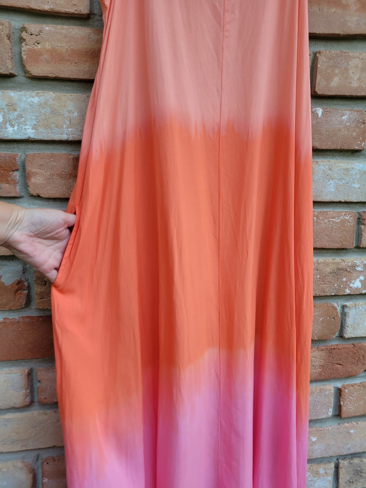 NWT Mud Pie Women’s Malone Tie Dye Maxi Pink Dress Sz Large Pockets *Read*