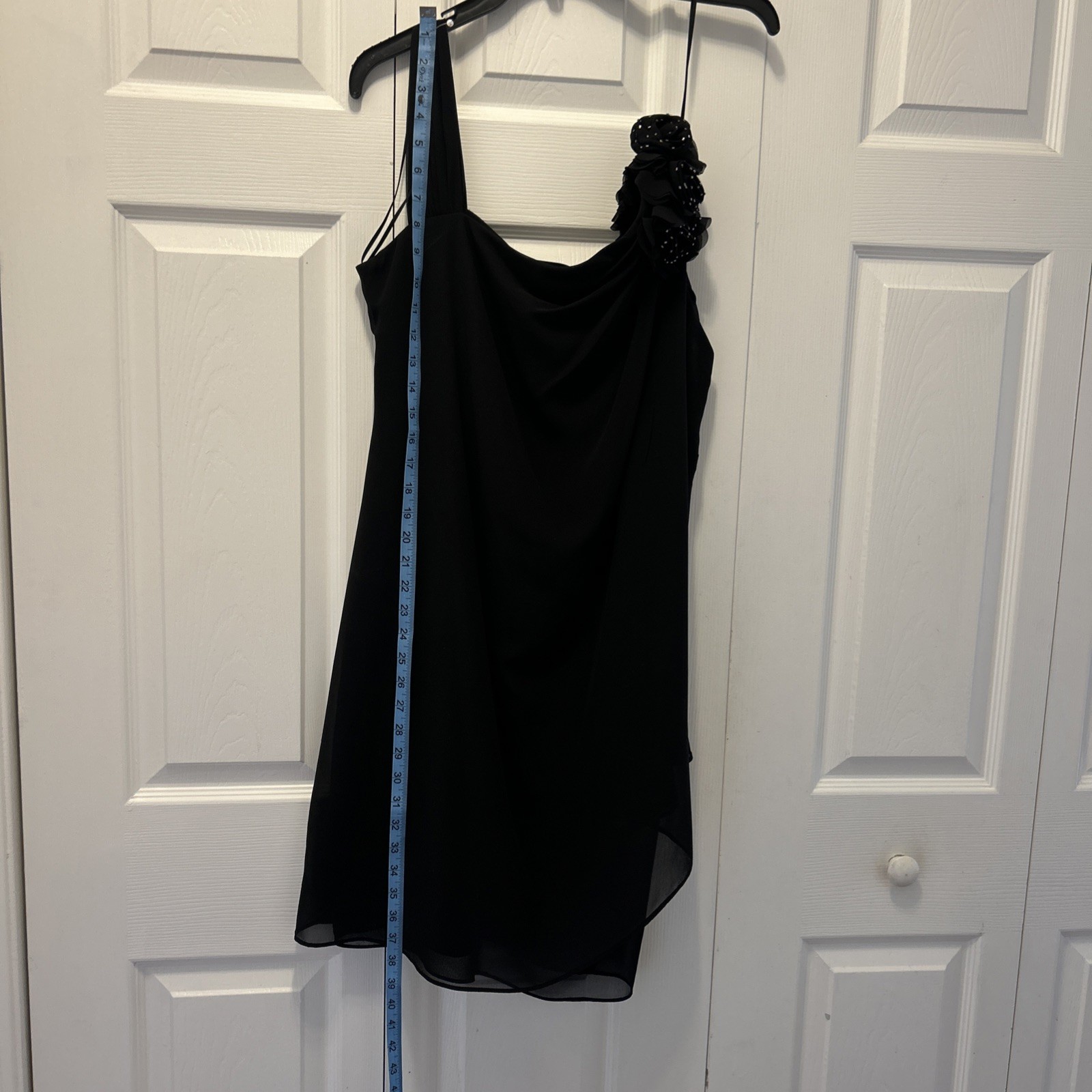 Black Chiffon Layered One Shoulder Asymmetrical Dress S-10 Whimsical Romantic
