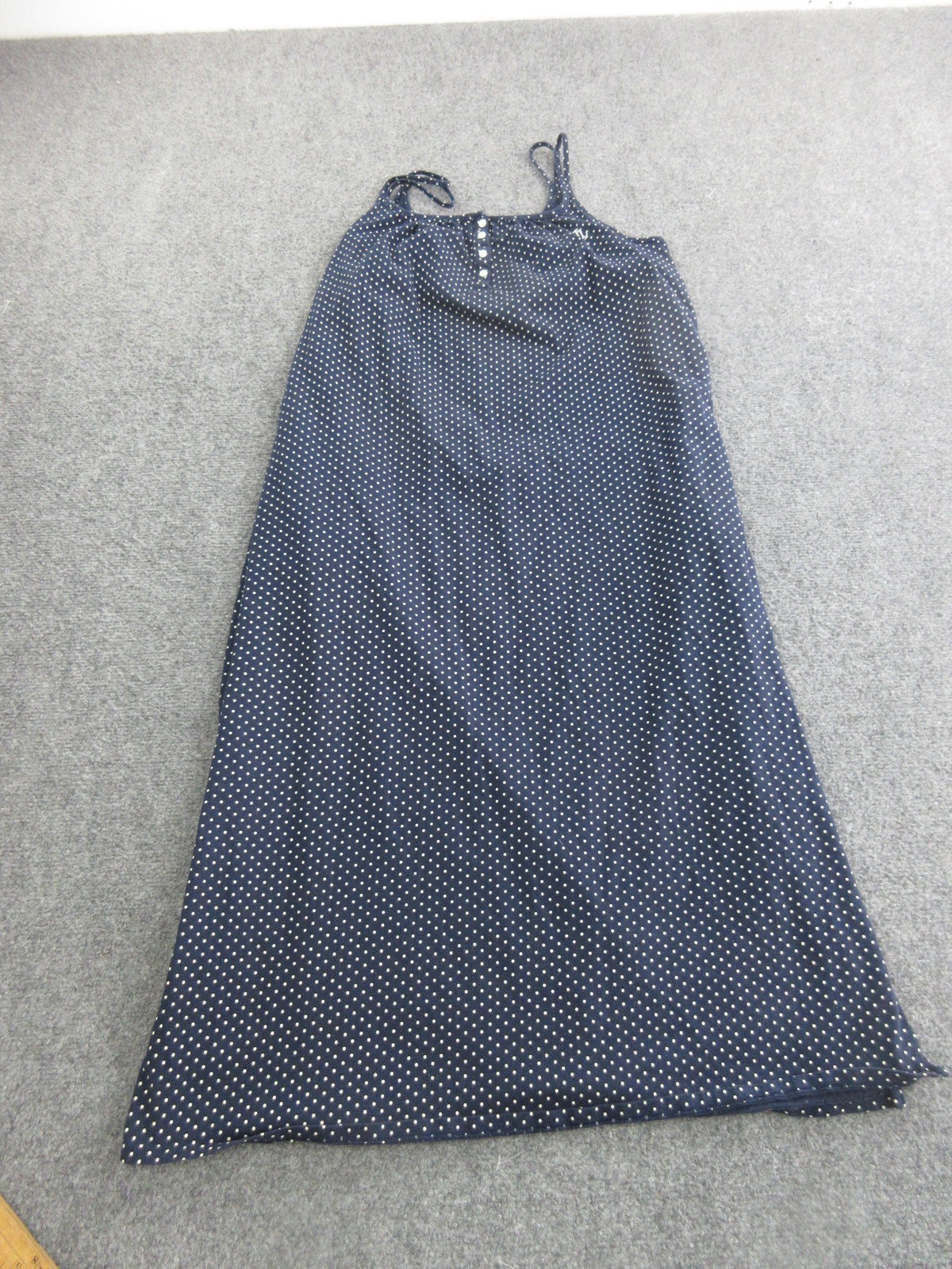 Lauren Ralph Lauren Dress Women Medium Blue Polka Dot Black Label Chemise Jersey