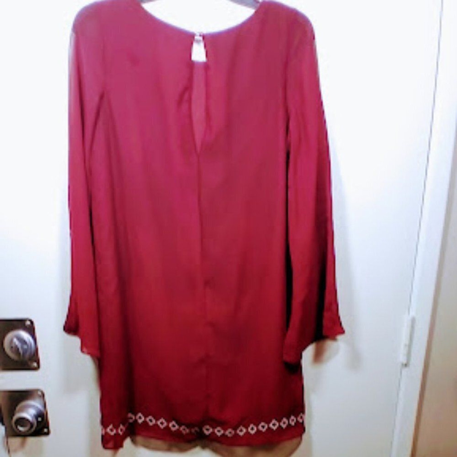 Crystal Doll Maroon Embroidered Tunic Size Small