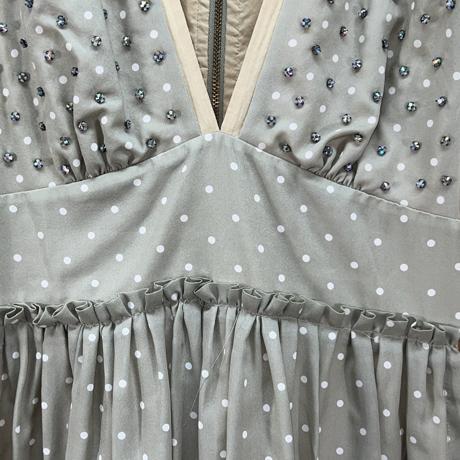 Marc Jacobs by Marc Jacobs Polka Dot Silk Dress With Crystal Accents Size 4