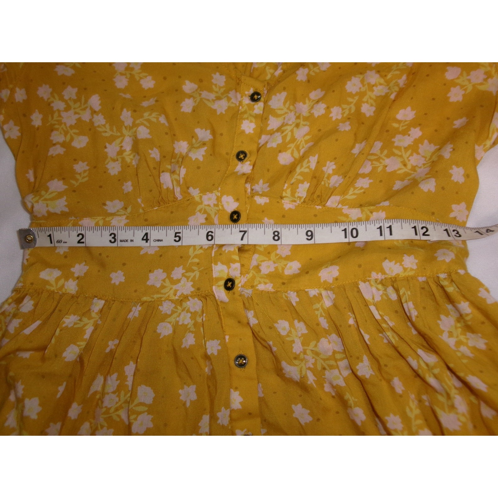 Billabong Twirl Twist Yellow Floral Button Front Mini Dress Women’s M