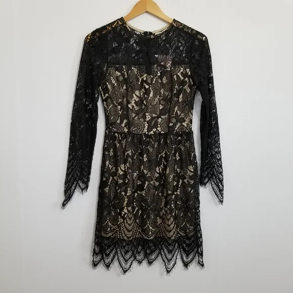NWT Love Fire Black Lace Mini Dress Size Medium