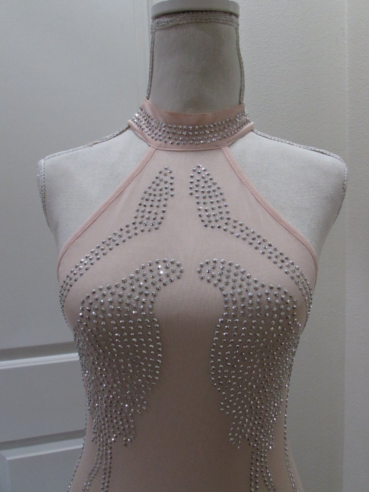 Sleeveless Sheath Sheer Mesh Embellished Rhines Mini Dress Pink Unbranded Size M