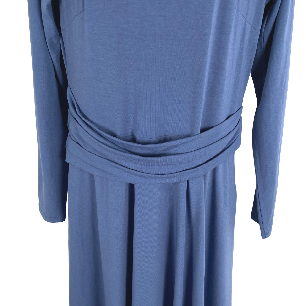 Betabrand Dress Large Blue Long Sleeve Solid Stretch Minimalist DR-1324