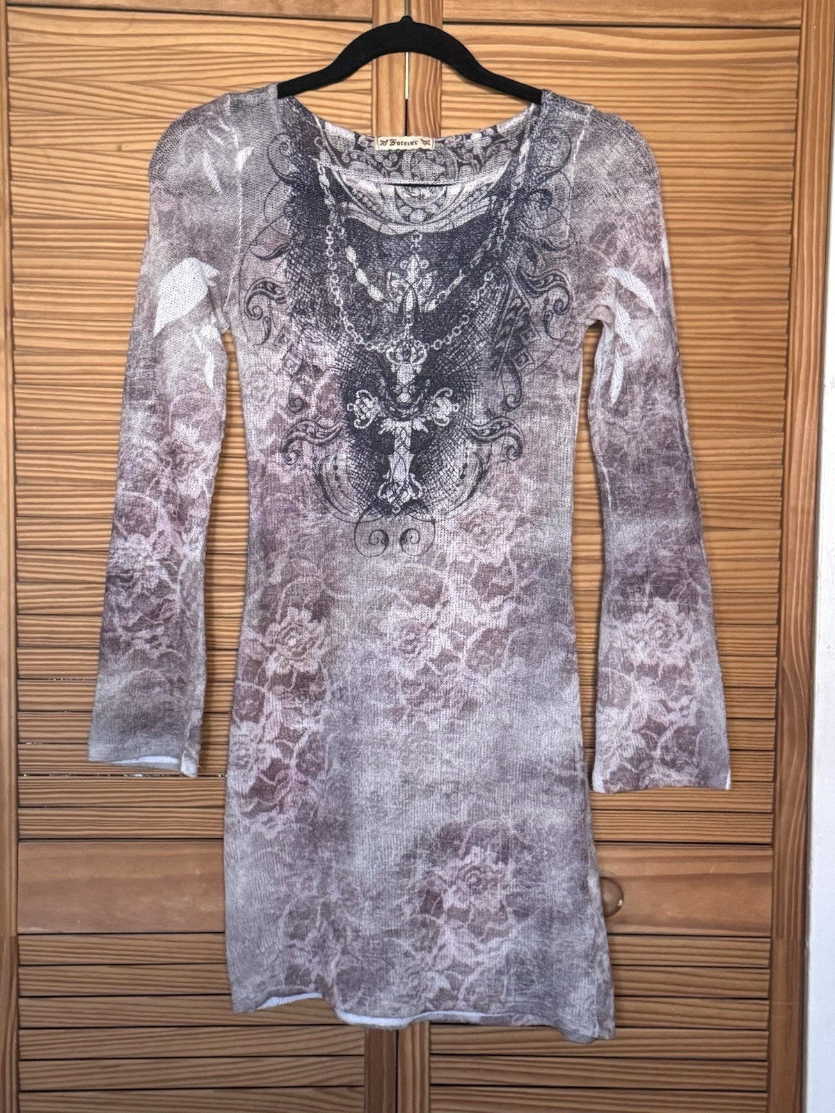 Forever 21 TRUE vintage y2k bell sleeve minidress XS S dress ed hardy affliction