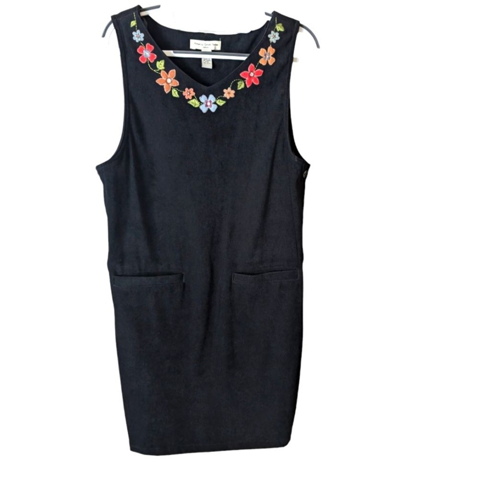 Amanda Smith 90s Cottagecore Pinafore Overall Embroidered Dress Petite Medium