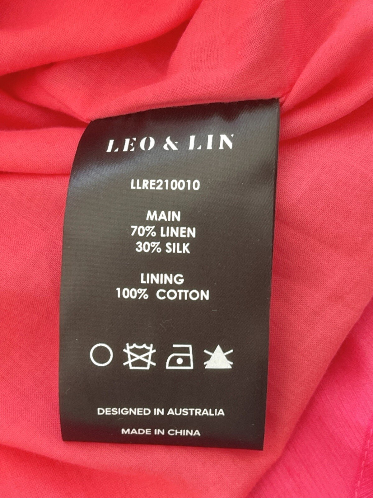 LEO LIN Silk Midi Dress Pink Red Draped Asymmetric Grecian Party Size AU 12 L