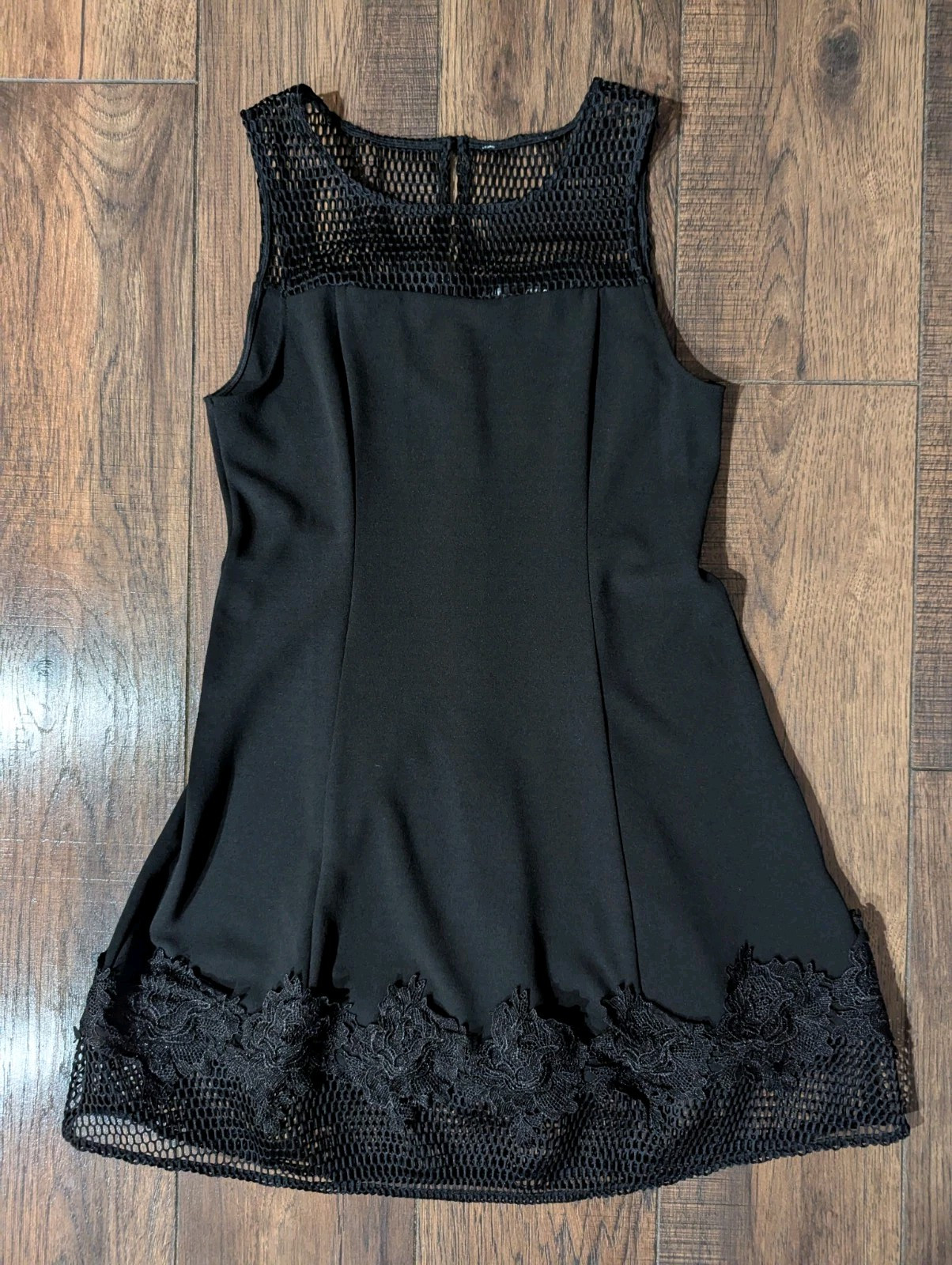 House Of Mac Womens Black Caroletta Mesh & Applique Accent Dress Size Large NWT!