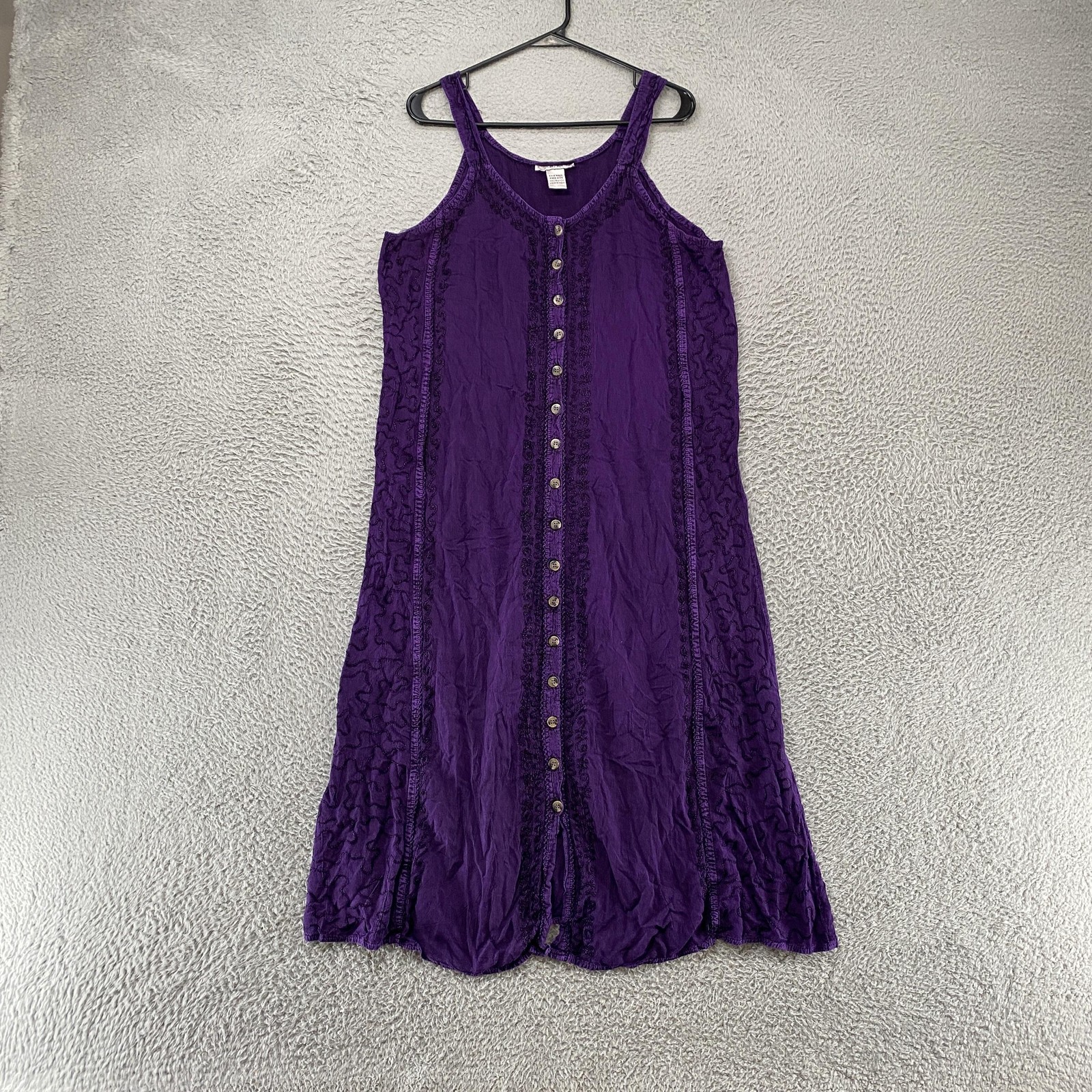 Cute Options Midi Dress Womens Free Size Purple Embroidered Boho Fairy Renfaire