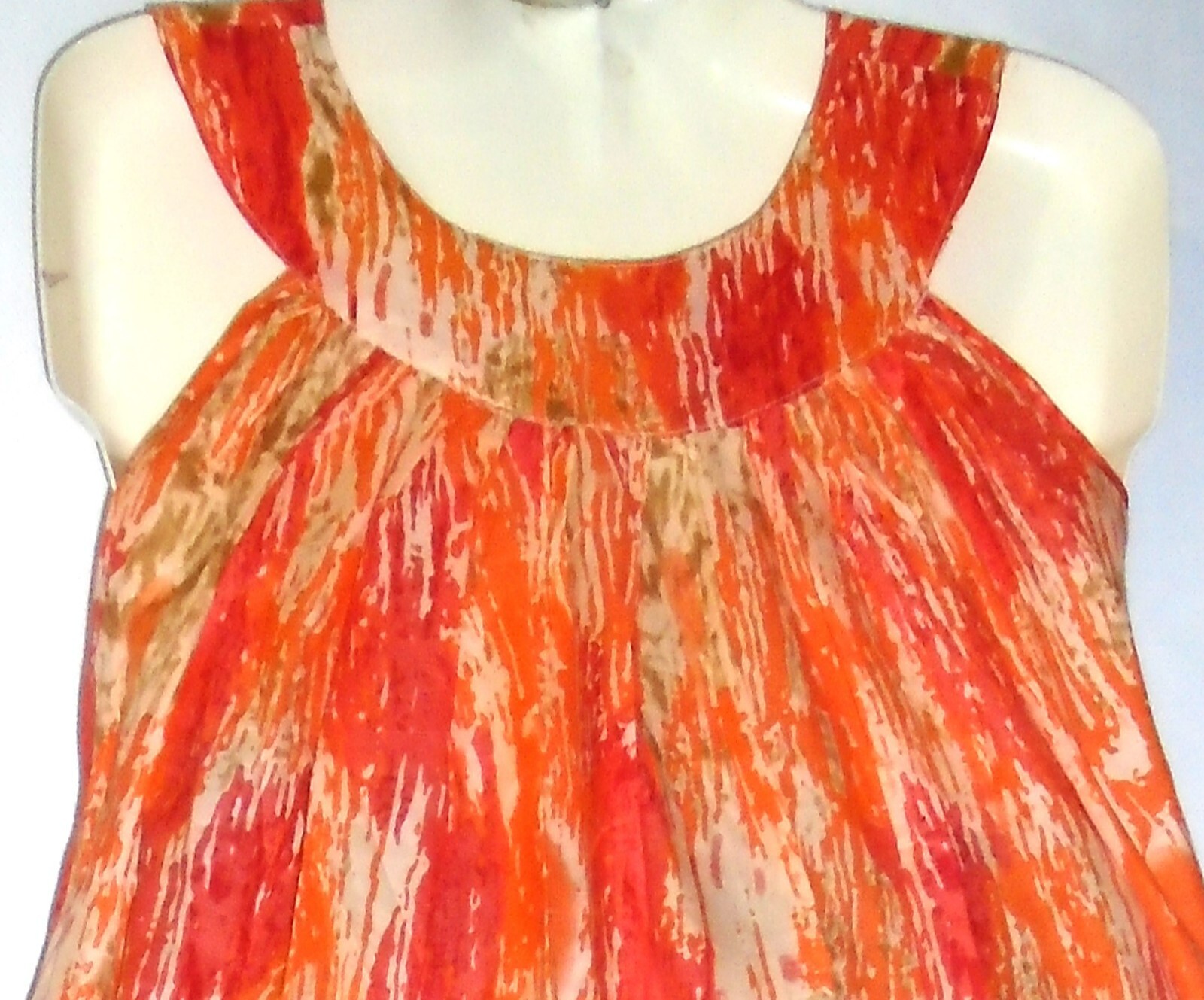 Advance Sundress Mumu Sleeveless V Neck Tie Dye Free Size Fits 1X 2X Red Orange