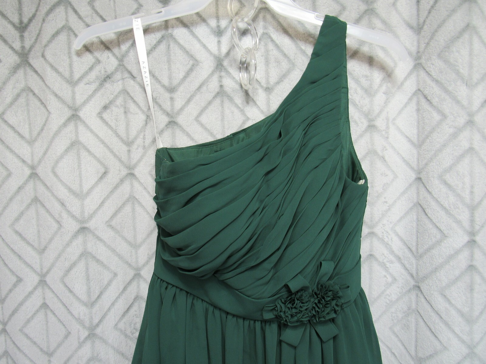 Azazie Dress Size S- M Green One Shoulder Sleeveless Side Zipper Lined Formal