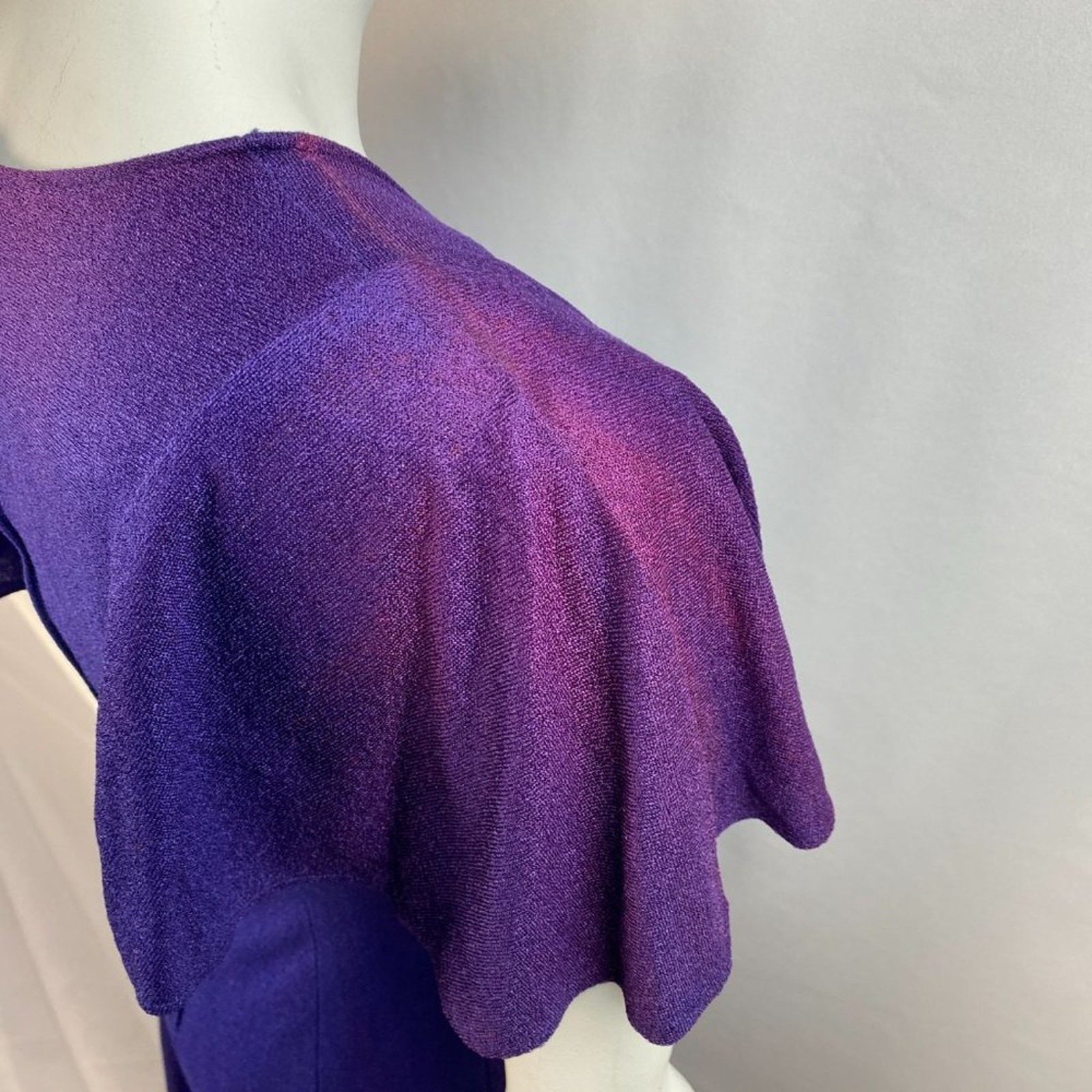 Vintage Terry Cloth Cap Sleeve Tie Maxi Dress Gradient Purple Pink sz 4