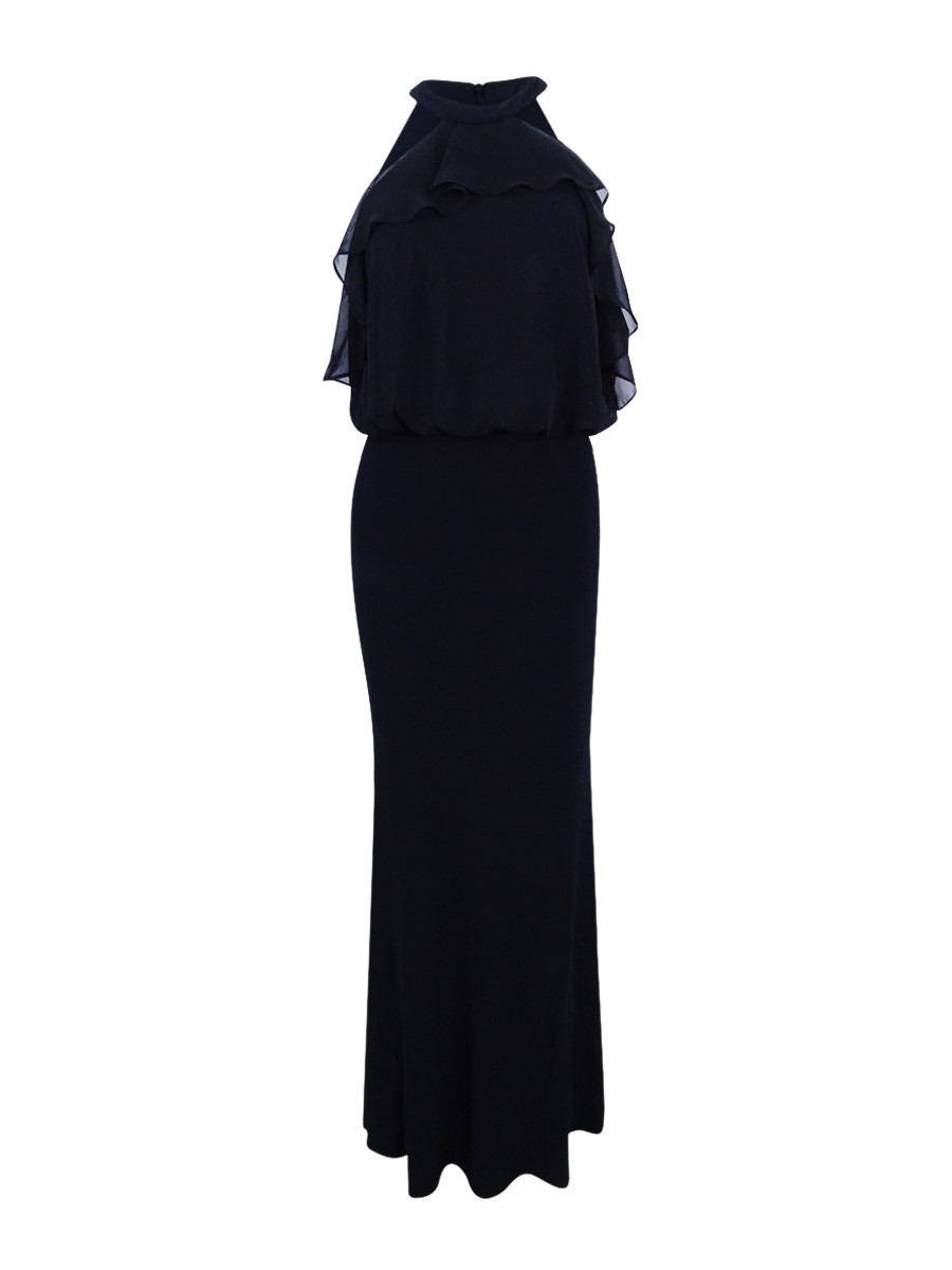 Betsy & Adam Women’s Ruffled Cold Shoulder Ball Gown