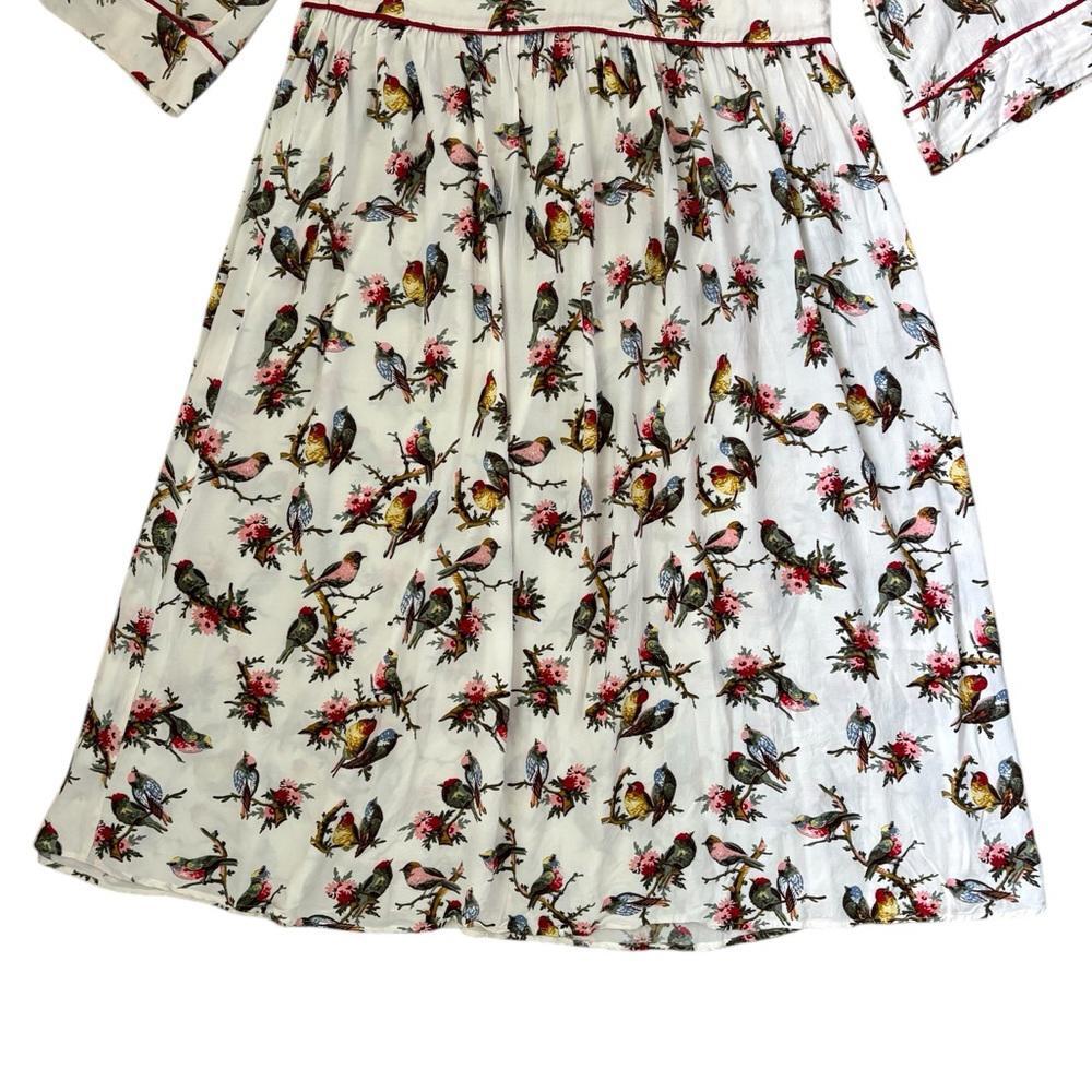 RARE Baum und Pferdgarten Dandy Bird Button Up Midi Dress White Sz EU 36/US 6