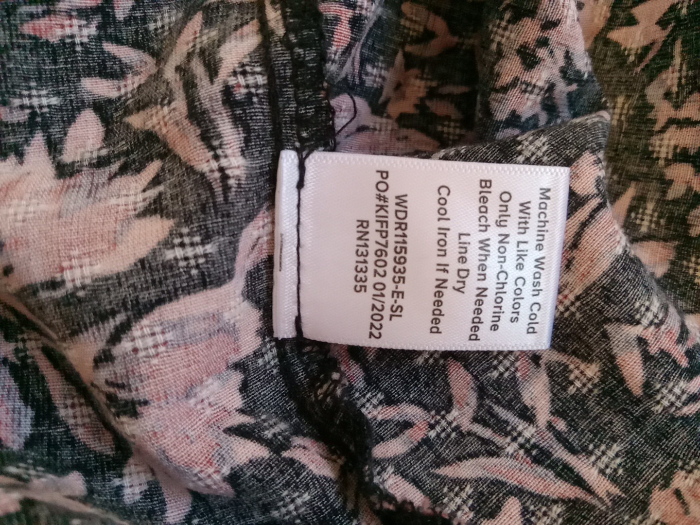 roan ryan Black Multicolor Floral Elastic Neckline Babydoll Tunic Dress Size L