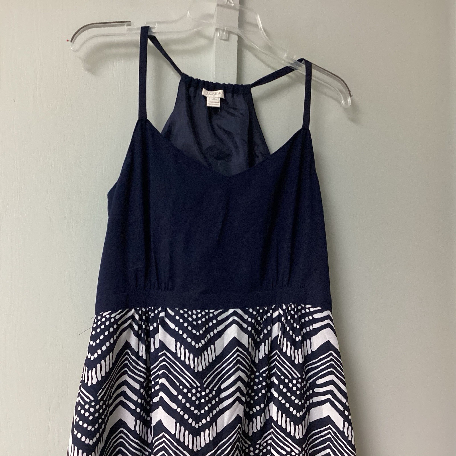 J. Crew Midi Dress Size 10 Petite Halter Polyester Slit Cut Side Zip Navy Lined