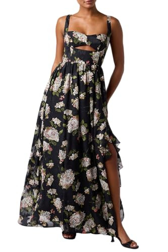 Lulus Morgana Cut Out Floral Maxi Dress for Women Formal Wedding Guest Dress M