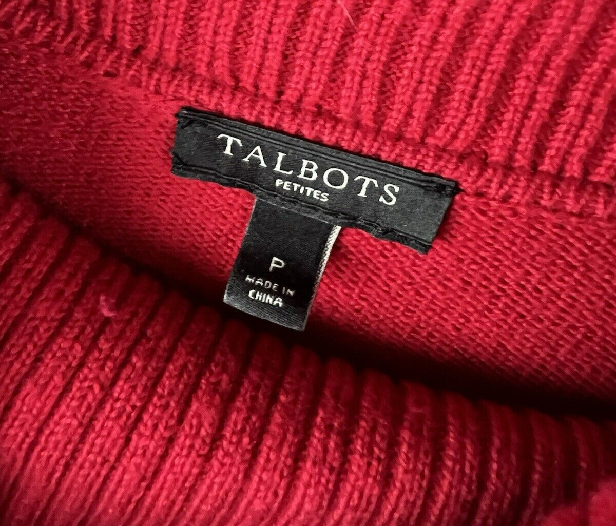 Talbots Turtleneck Mini Dress Small Petite Solid Red Long Sleeve Sweaterdress