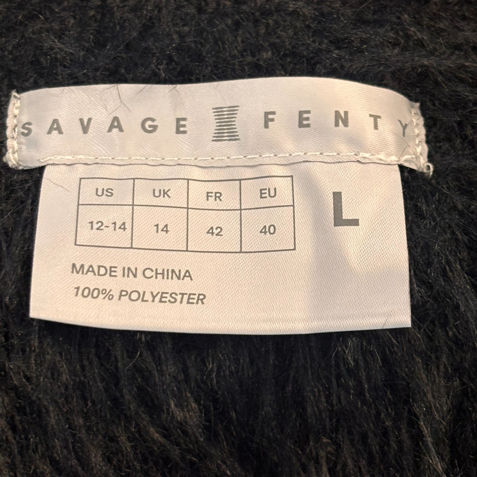 Savage X Fenty Too Plus Sweater Slip Womens Black Dress sz Large (12-14) Sexy