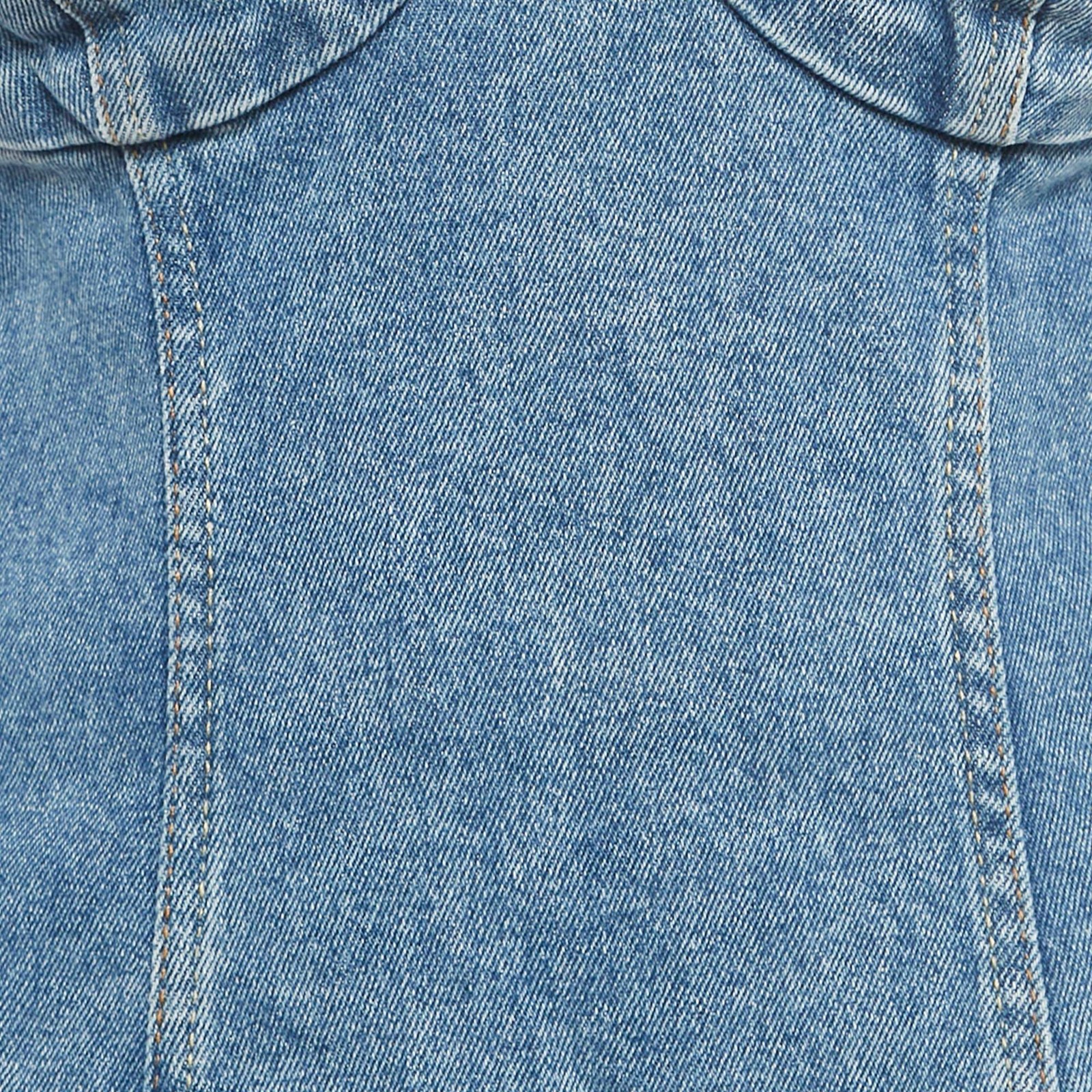 Magda Butrym Blue Denim Strapless Mini Dress S