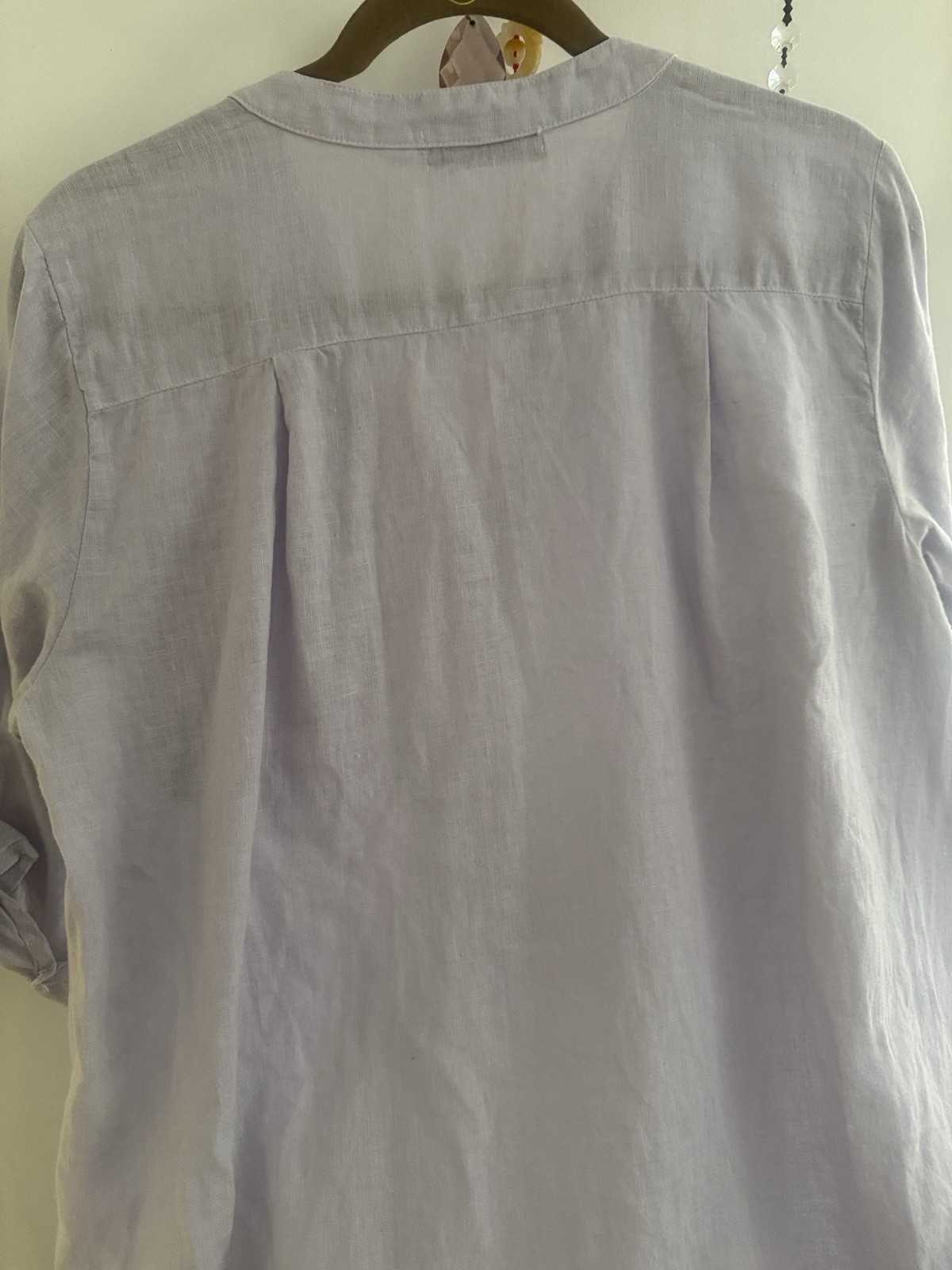 Tuck Pasadena 100% linen lavender Dress pockets, Made In US Size Medium EUC