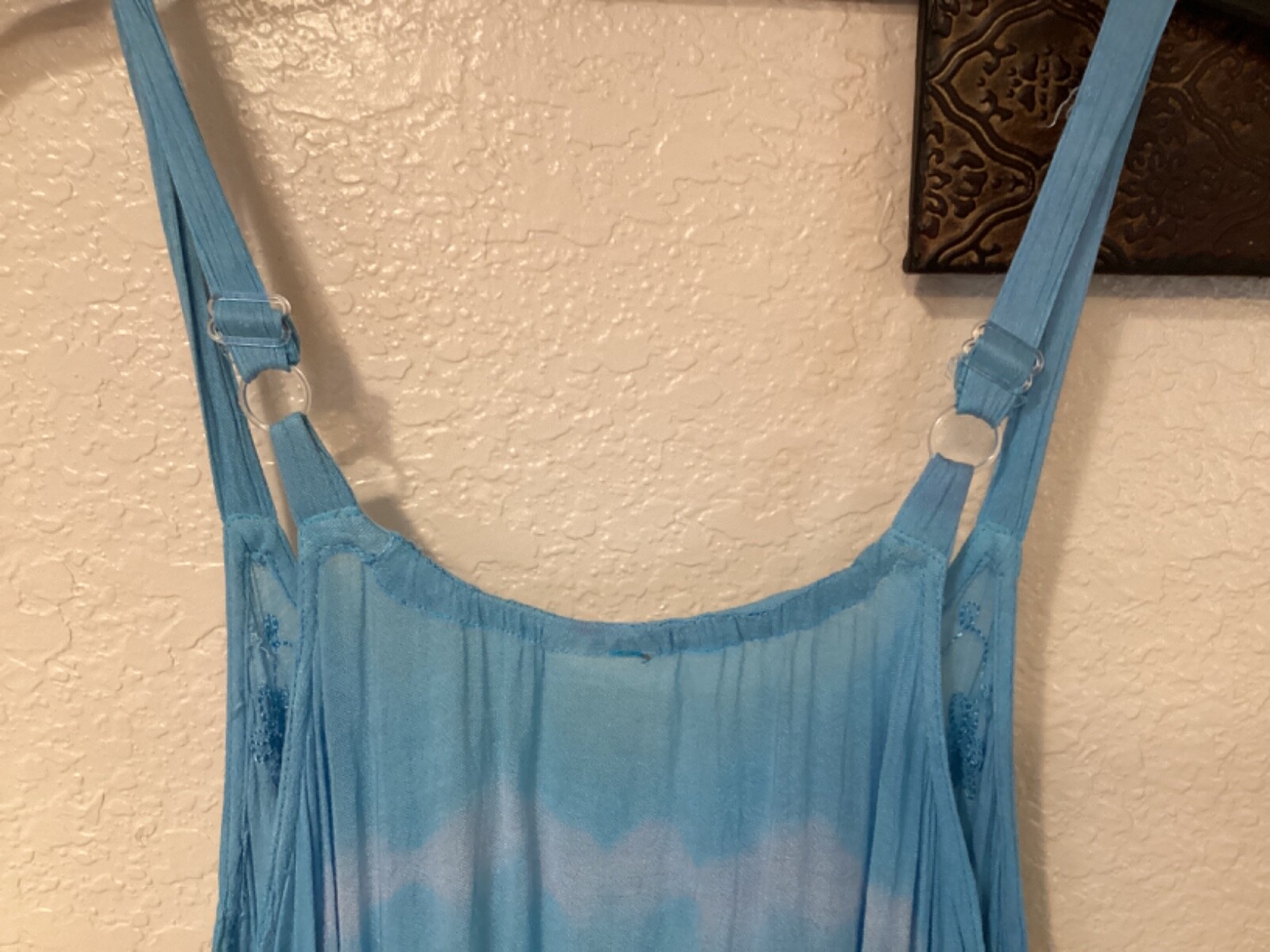 Sakkas Batik Spaghetti Adjustable Straps Aqua Stripes 38”Cx44”L One Size
