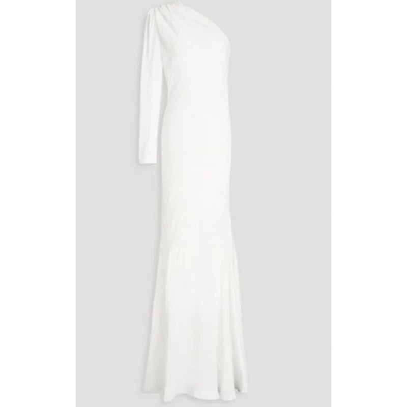 Rebecca Vallance Asymmetrical Blume One- One-shoulder Crepe Gown Dress Size 10