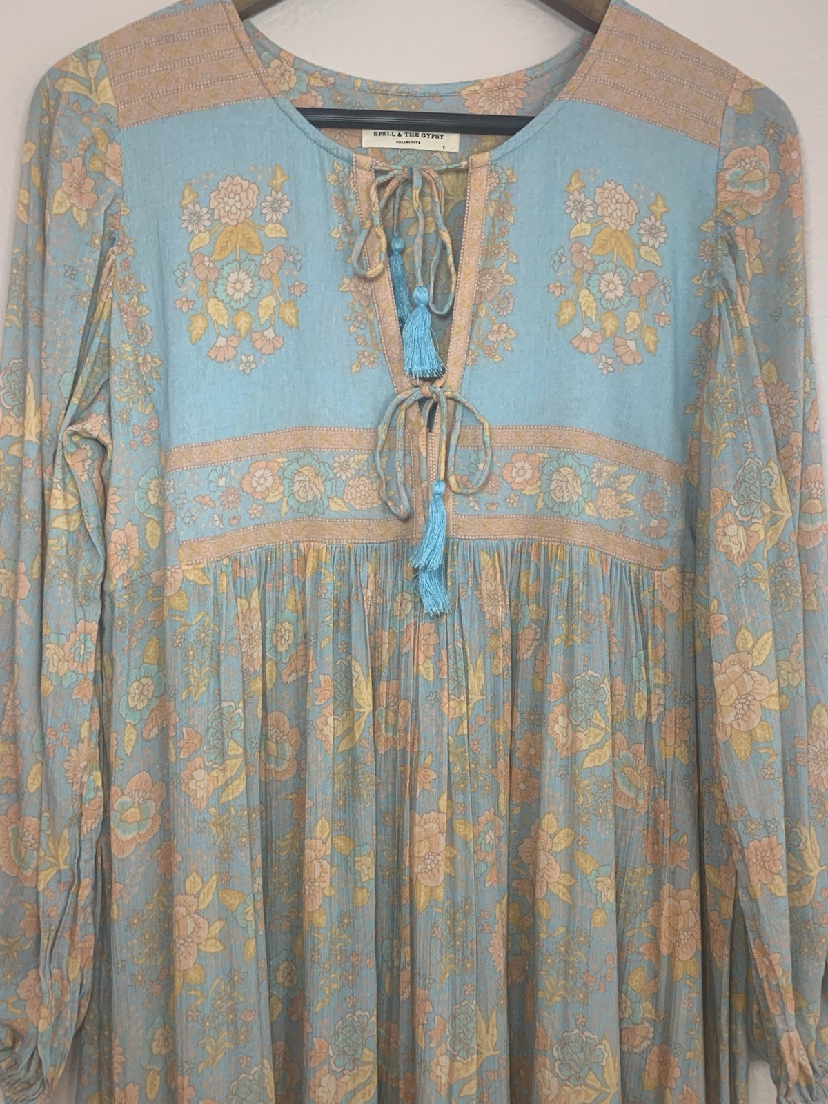 Spell & The Gypsy Collective Juniper Boho Midi Dress Eggshell Blue Size S