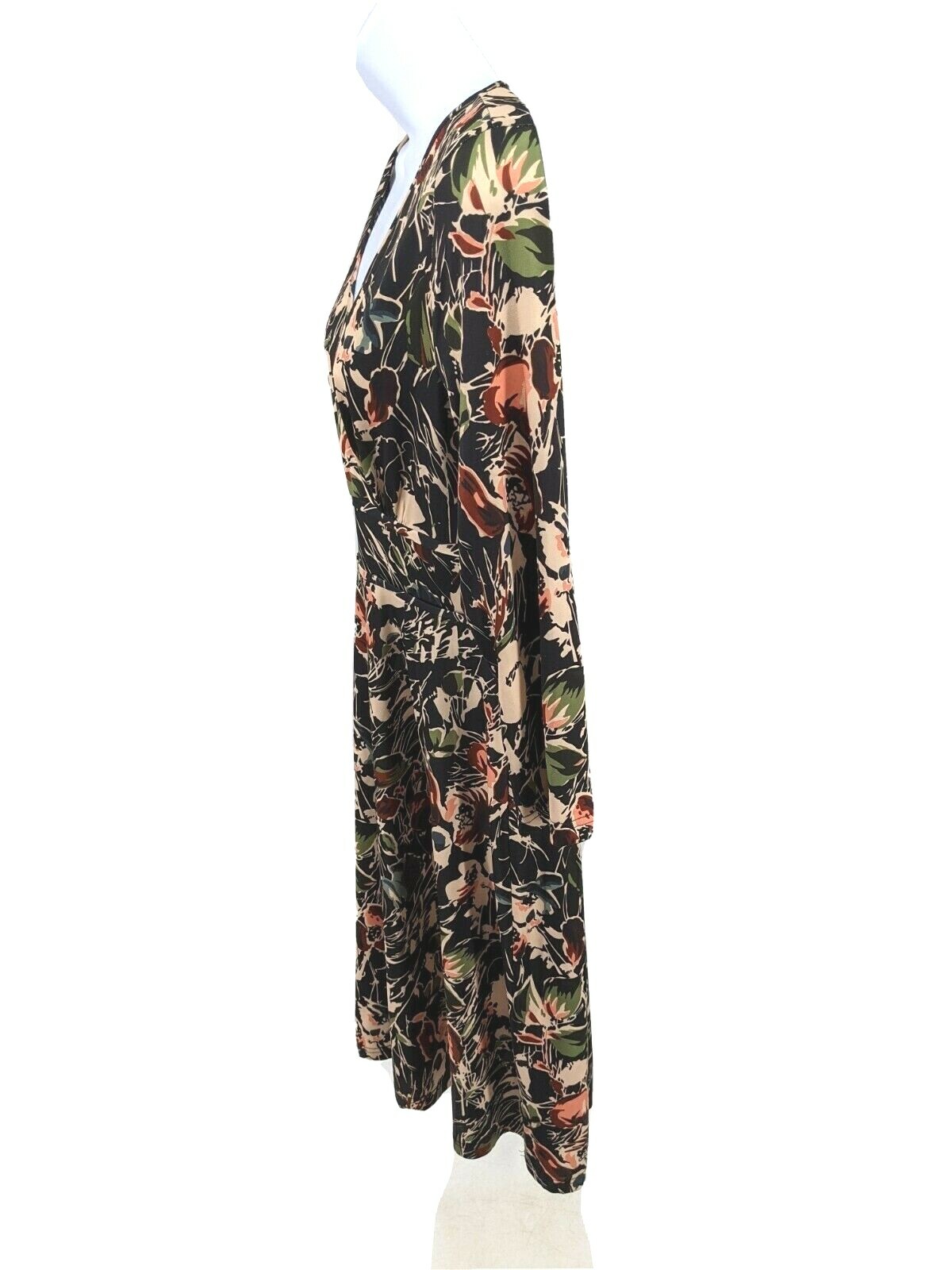 Leona Edmiston Womens Green Floral Wrap Dress Size 4 US 6 AU Tie Belted V Neck