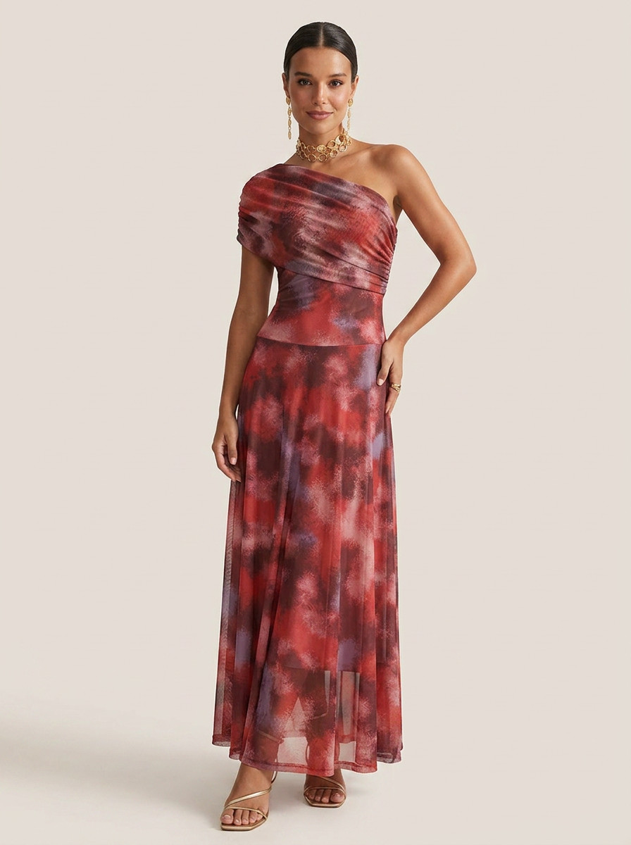 Ethereal Mesh Draped Maxi Dress